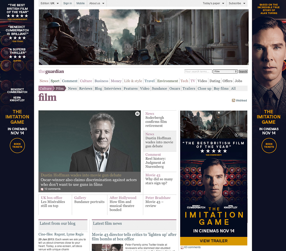 The Guardian homepage takeover