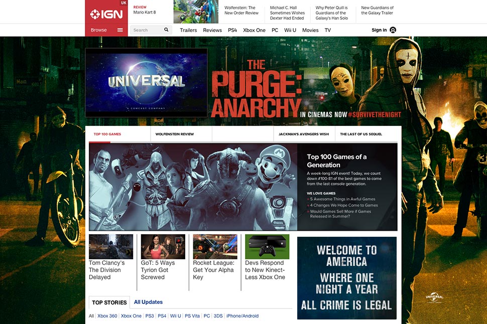 IGN Homepage takeover